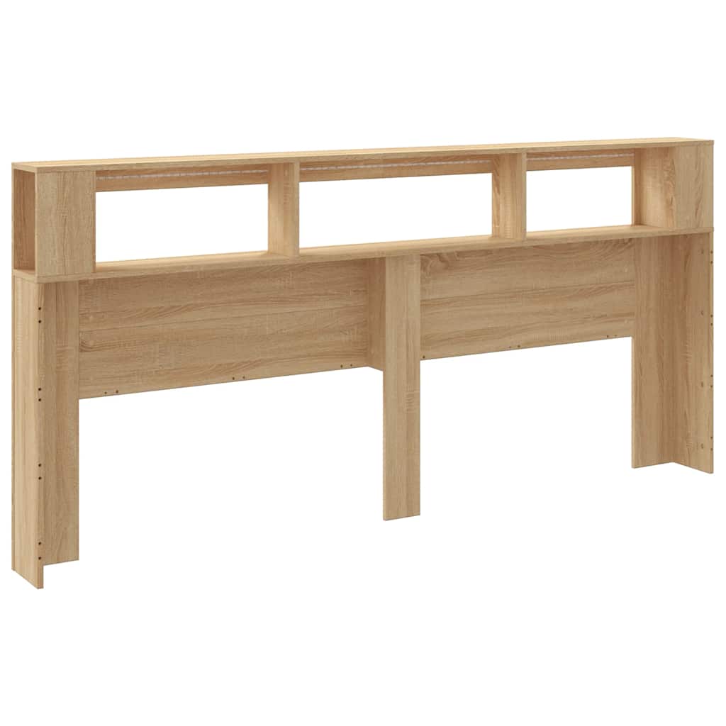 vidaXL Wezgłowie łóżka z LED, dąb sonoma, 220x18,5x103,5 cm
