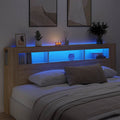 vidaXL Wezgłowie łóżka z LED, dąb sonoma, 220x18,5x103,5 cm