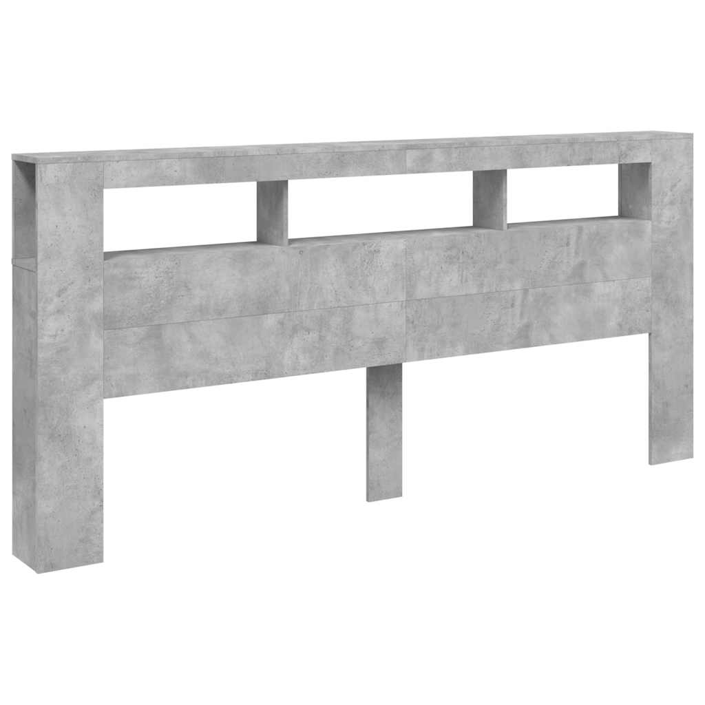 vidaXL Wezgłowie łóżka z LED, szarość betonu, 220x18,5x103,5 cm