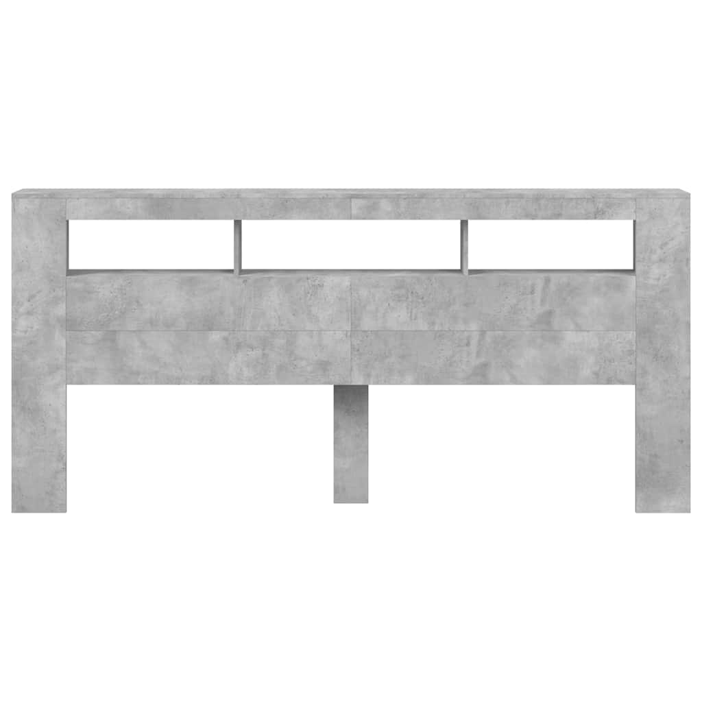 vidaXL Wezgłowie łóżka z LED, szarość betonu, 220x18,5x103,5 cm