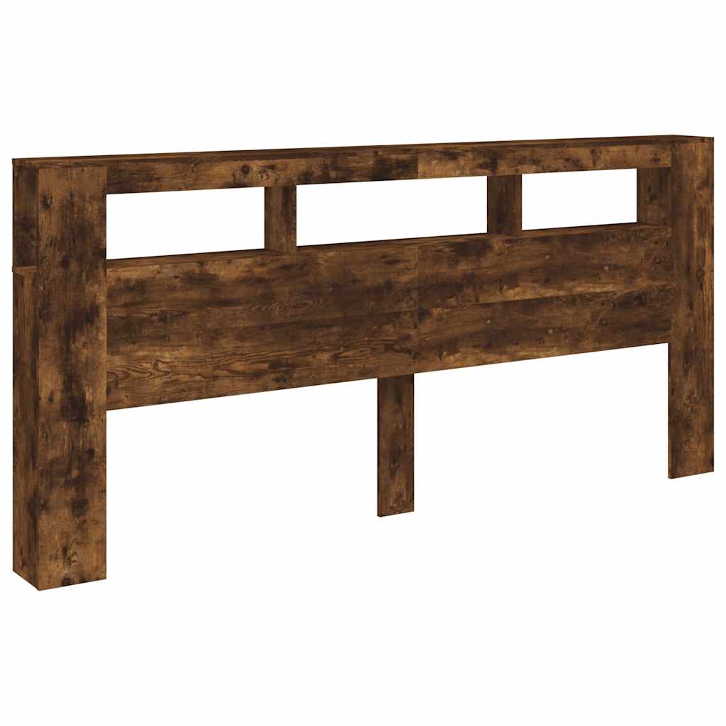 vidaXL Wezgłowie łóżka z LED, przydymiony dąb, 220x18,5x103,5 cm