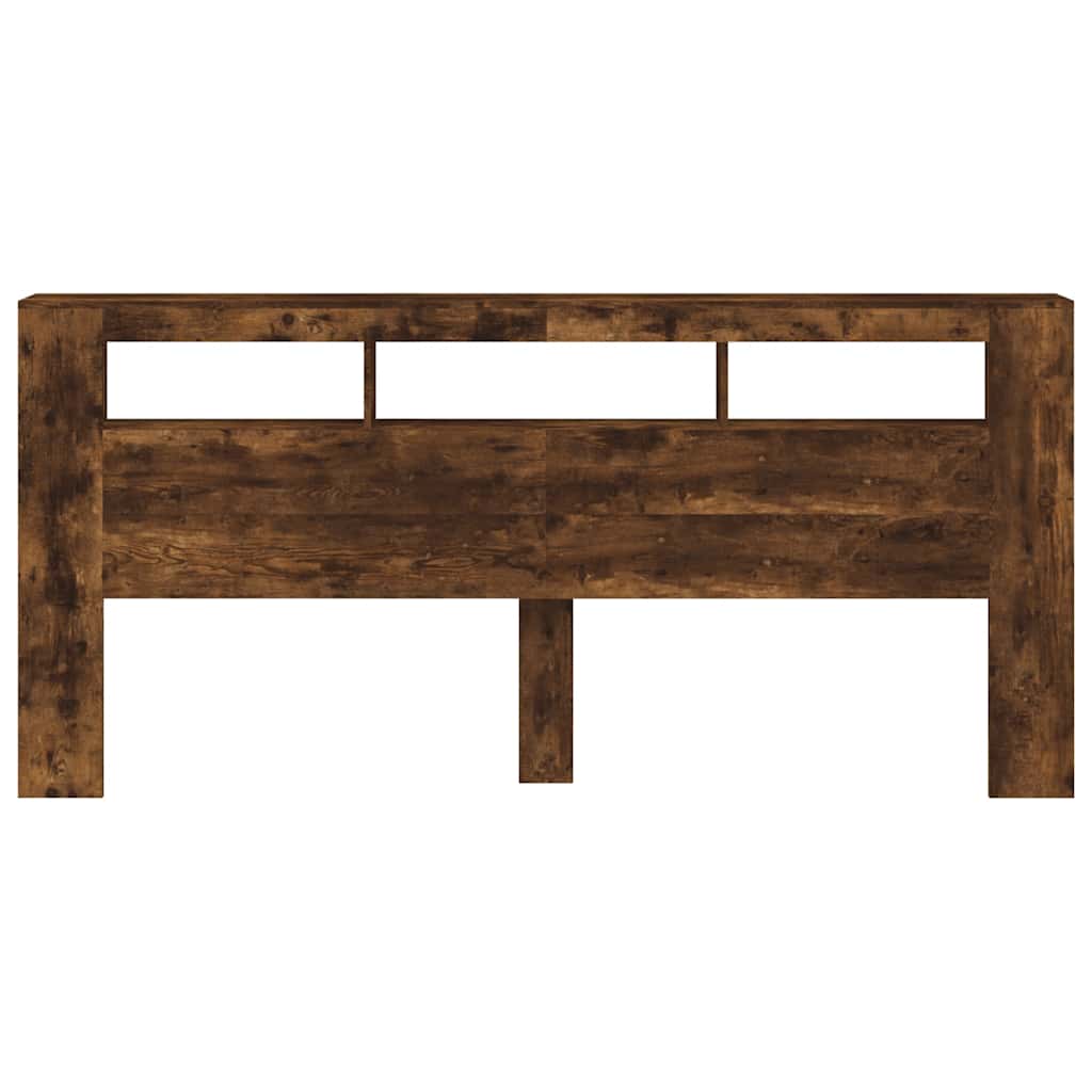vidaXL Wezgłowie łóżka z LED, przydymiony dąb, 220x18,5x103,5 cm