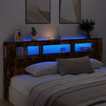 vidaXL Wezgłowie łóżka z LED, przydymiony dąb, 220x18,5x103,5 cm