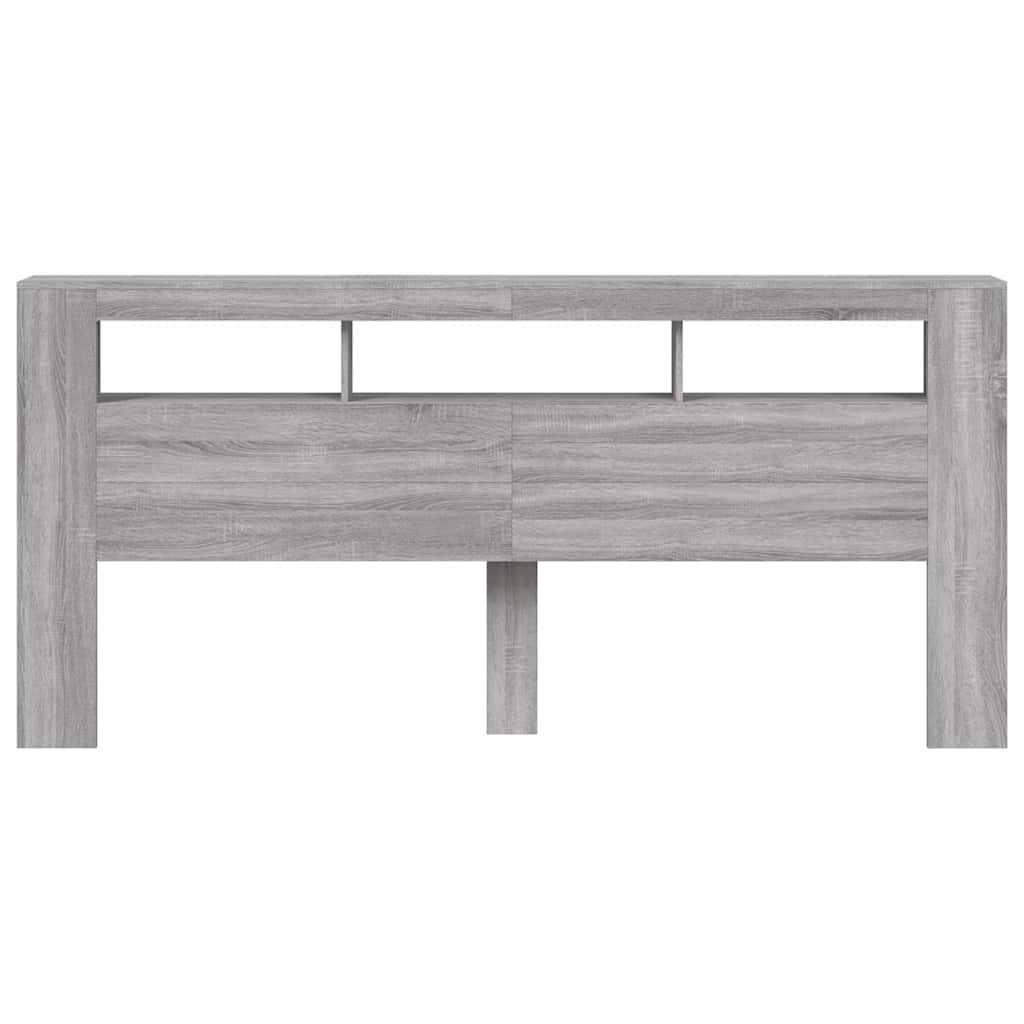 vidaXL Wezgłowie łóżka z LED, szary dąb sonoma, 220x18,5x103,5 cm