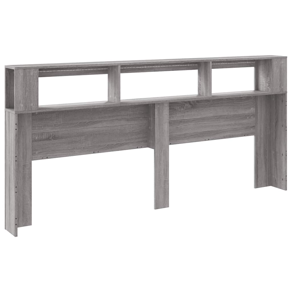 vidaXL Wezgłowie łóżka z LED, szary dąb sonoma, 220x18,5x103,5 cm