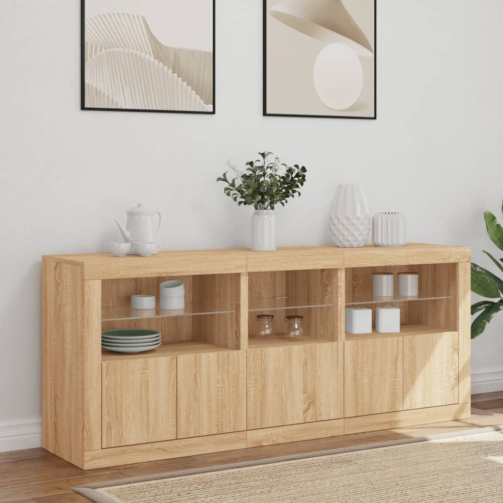 vidaXL Szafka z oświetleniem LED, dąb sonoma, 162x37x67 cm