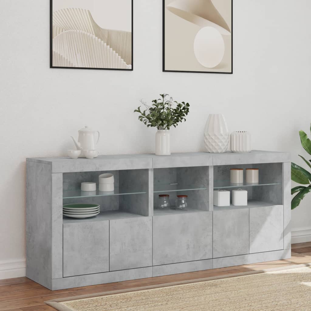 vidaXL Szafka z oświetleniem LED, szarość betonu, 162x37x67 cm