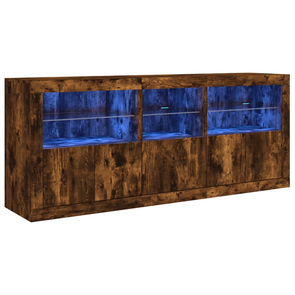 vidaXL Szafka z oświetleniem LED, przydymiony dąb, 162x37x67 cm