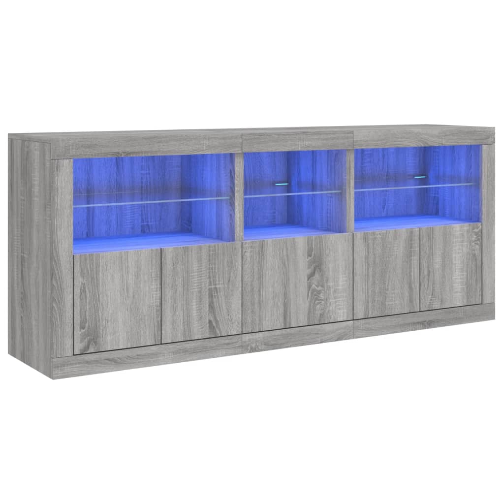 vidaXL Szafka z oświetleniem LED, szary dąb sonoma, 162x37x67 cm