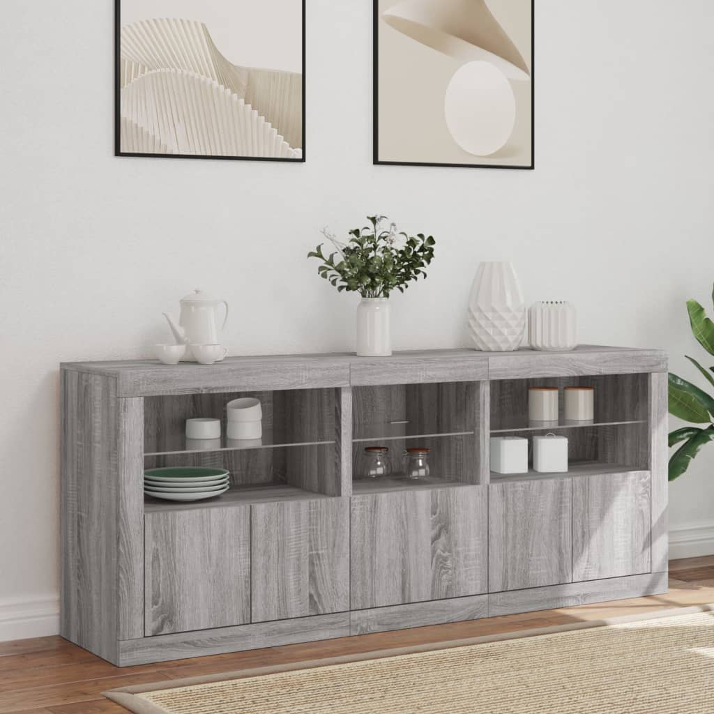 vidaXL Szafka z oświetleniem LED, szary dąb sonoma, 162x37x67 cm