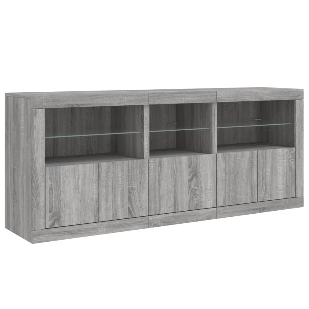 vidaXL Szafka z oświetleniem LED, szary dąb sonoma, 162x37x67 cm