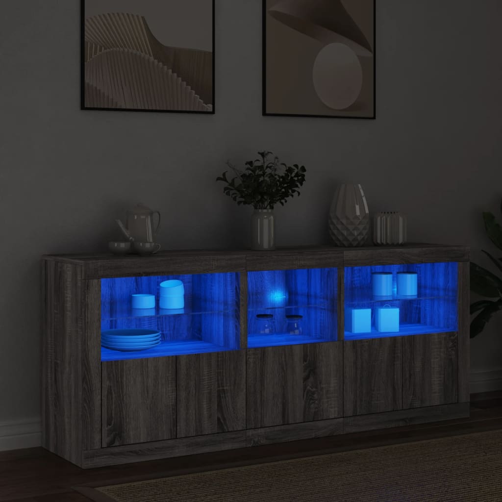vidaXL Szafka z oświetleniem LED, szary dąb sonoma, 162x37x67 cm