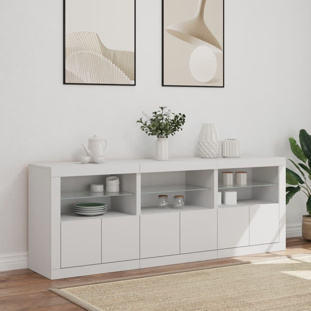 vidaXL Szafka z oświetleniem LED, biała, 181,5x37x67 cm