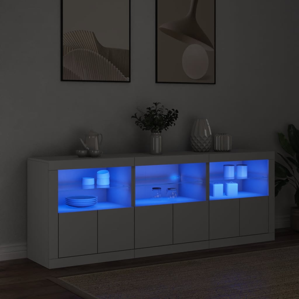 vidaXL Szafka z oświetleniem LED, biała, 181,5x37x67 cm