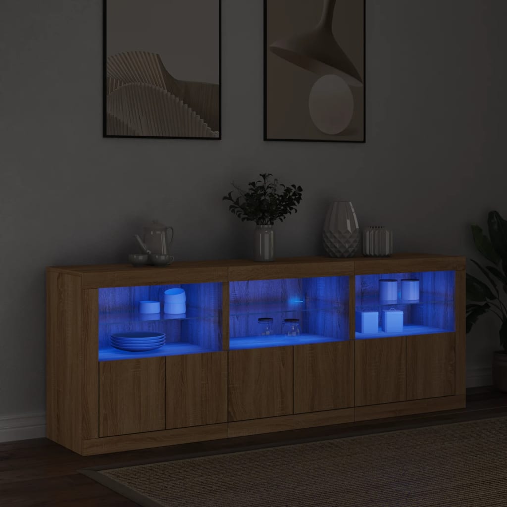 vidaXL Szafka z oświetleniem LED, dąb sonoma, 181,5x37x67 cm