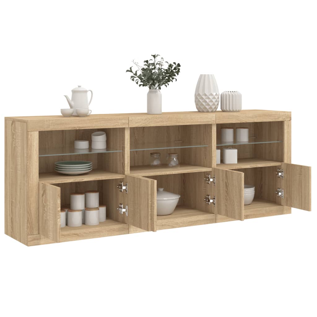 vidaXL Szafka z oświetleniem LED, dąb sonoma, 181,5x37x67 cm