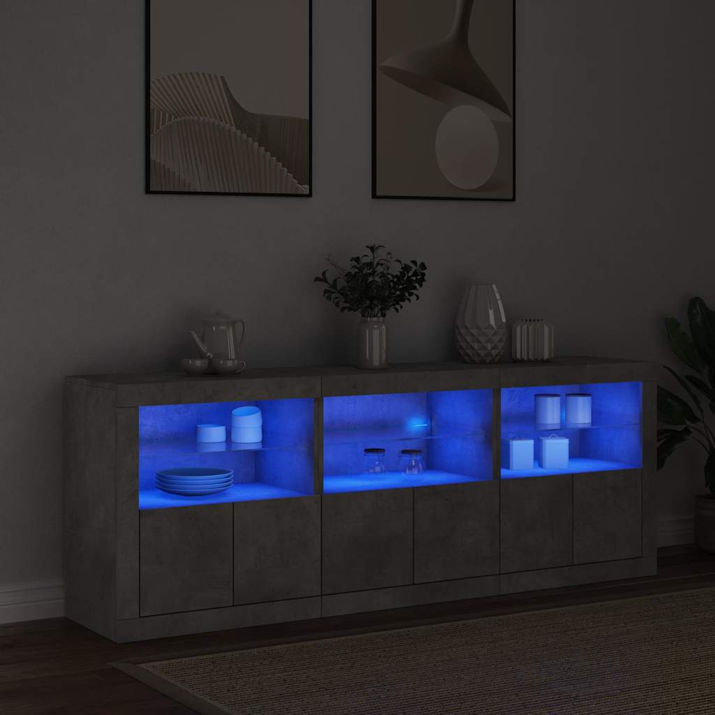 vidaXL Szafka z oświetleniem LED, szarość betonu, 181,5x37x67 cm