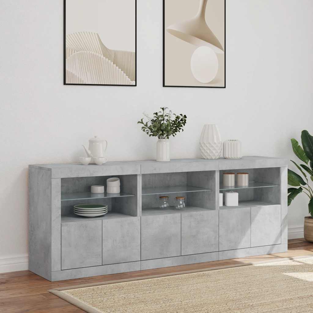 vidaXL Szafka z oświetleniem LED, szarość betonu, 181,5x37x67 cm