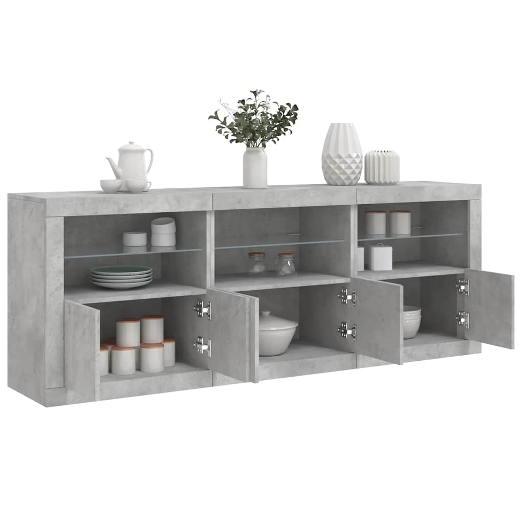 vidaXL Szafka z oświetleniem LED, szarość betonu, 181,5x37x67 cm