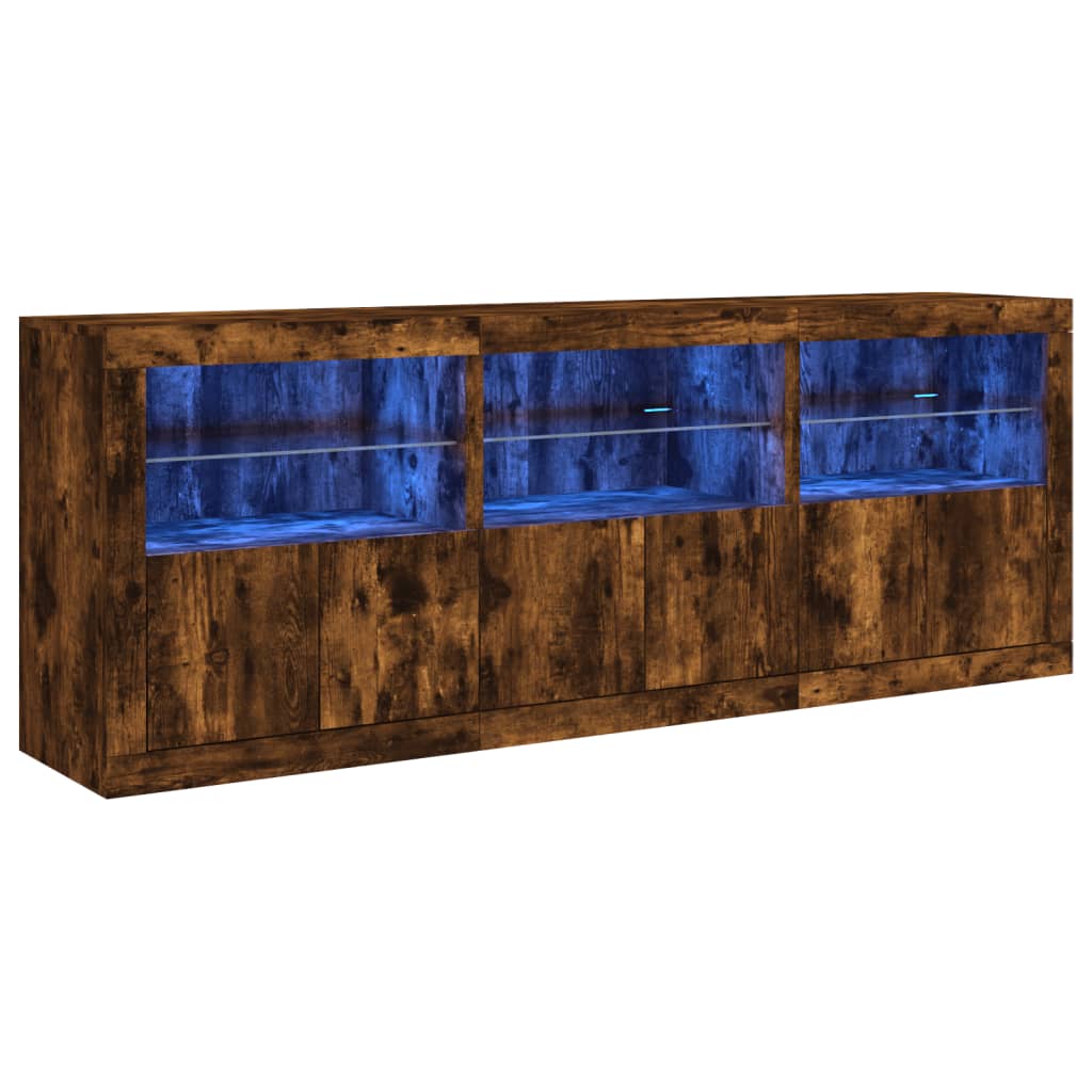 vidaXL Szafka z oświetleniem LED, przydymiony dąb, 181,5x37x67 cm