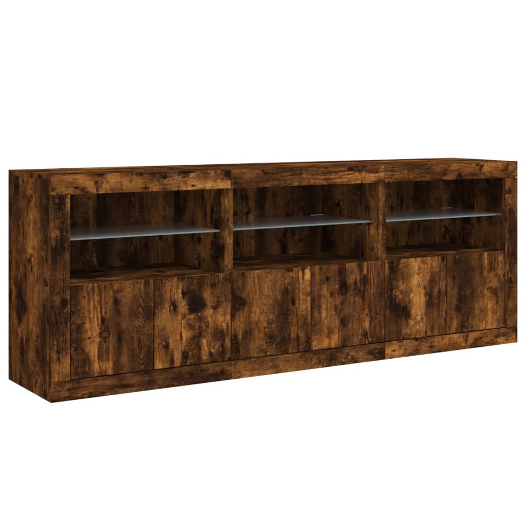 vidaXL Szafka z oświetleniem LED, przydymiony dąb, 181,5x37x67 cm