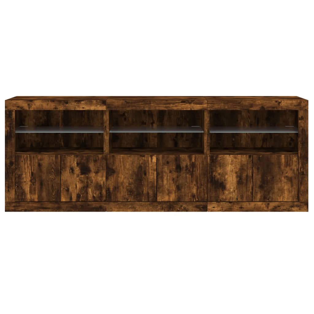 vidaXL Szafka z oświetleniem LED, przydymiony dąb, 181,5x37x67 cm