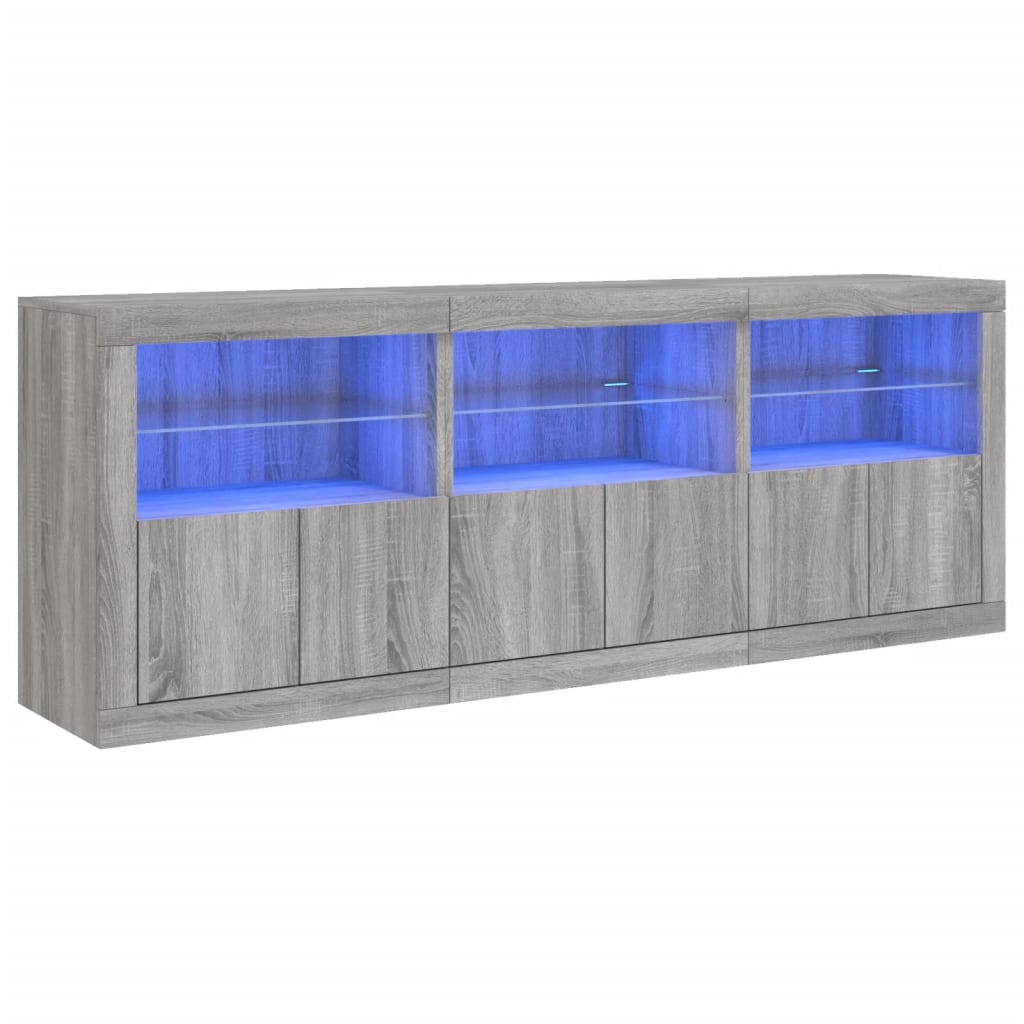 vidaXL Szafka z oświetleniem LED, szary dąb sonoma, 181,5x37x67 cm