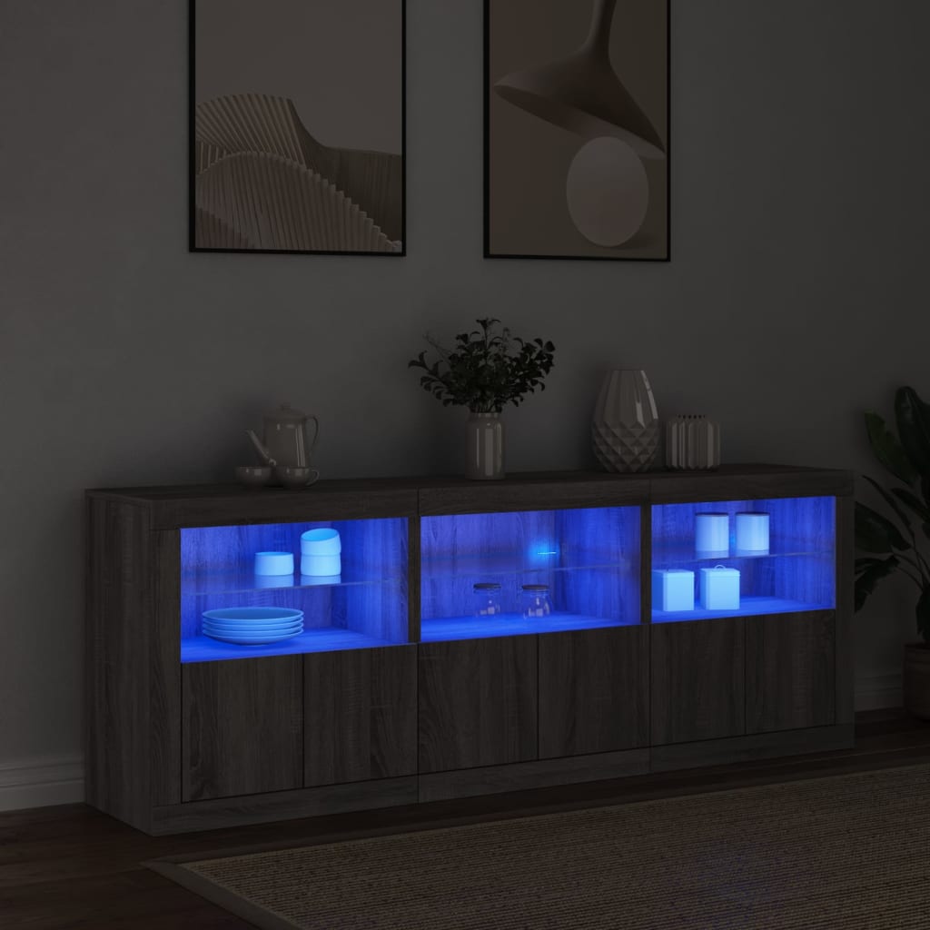 vidaXL Szafka z oświetleniem LED, szary dąb sonoma, 181,5x37x67 cm