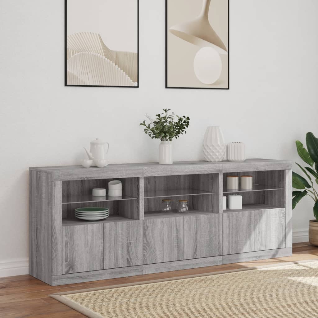 vidaXL Szafka z oświetleniem LED, szary dąb sonoma, 181,5x37x67 cm