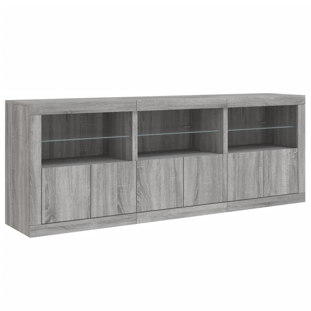 vidaXL Szafka z oświetleniem LED, szary dąb sonoma, 181,5x37x67 cm