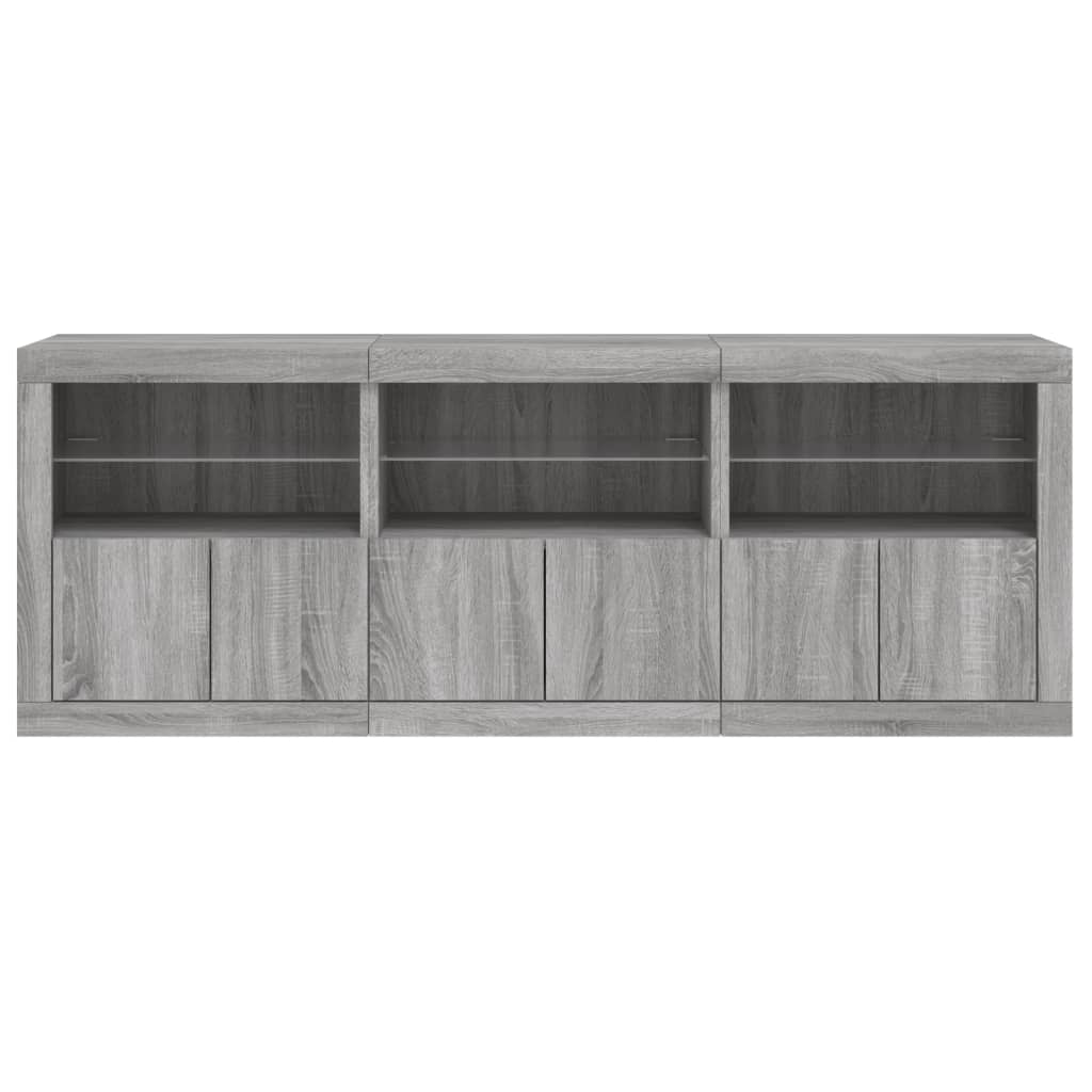 vidaXL Szafka z oświetleniem LED, szary dąb sonoma, 181,5x37x67 cm