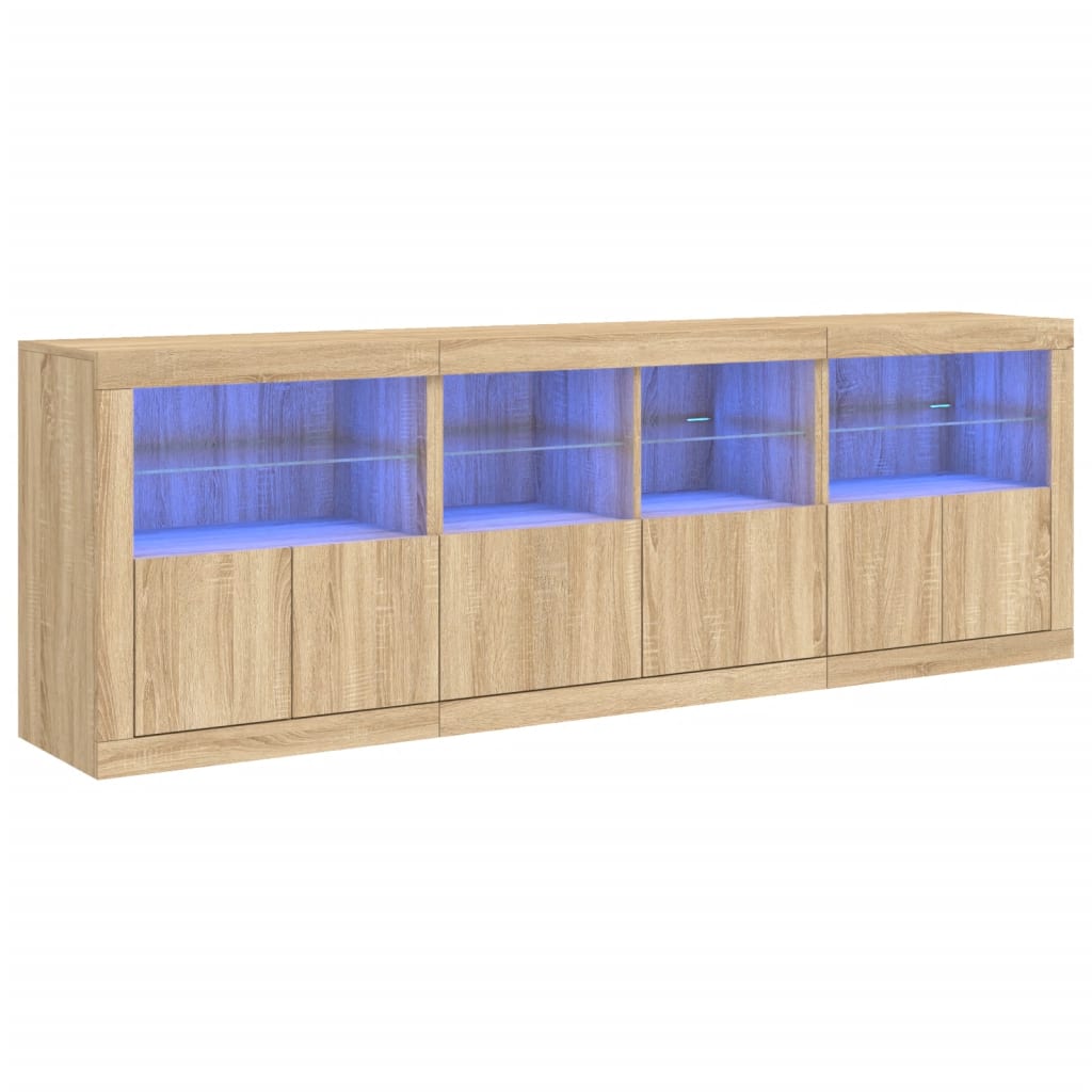 vidaXL Szafka z oświetleniem LED, dąb sonoma, 202x37x67 cm