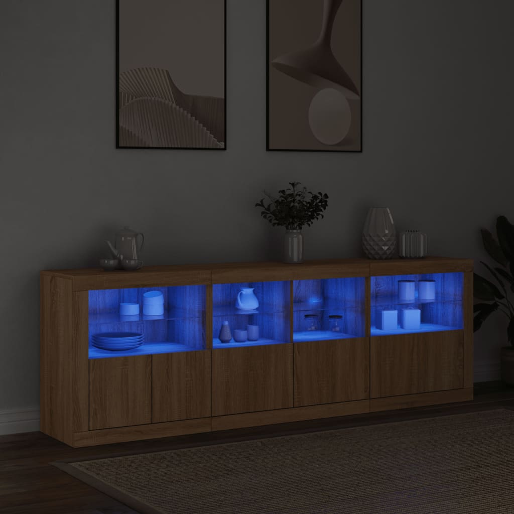 vidaXL Szafka z oświetleniem LED, dąb sonoma, 202x37x67 cm