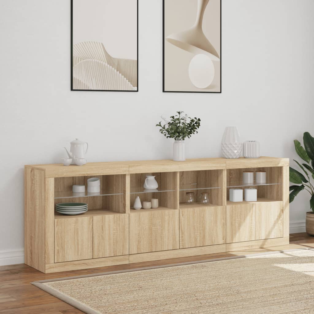 vidaXL Szafka z oświetleniem LED, dąb sonoma, 202x37x67 cm