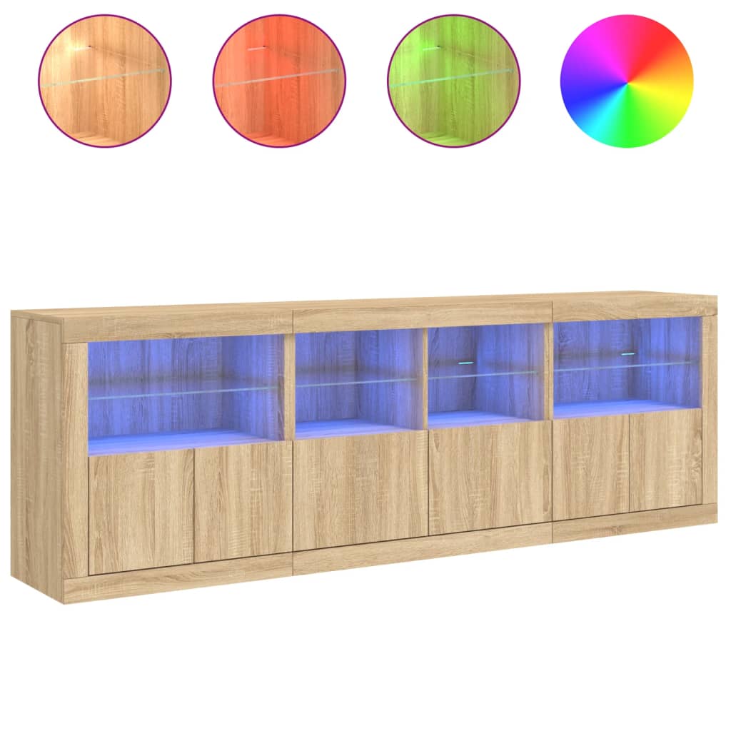 vidaXL Szafka z oświetleniem LED, dąb sonoma, 202x37x67 cm