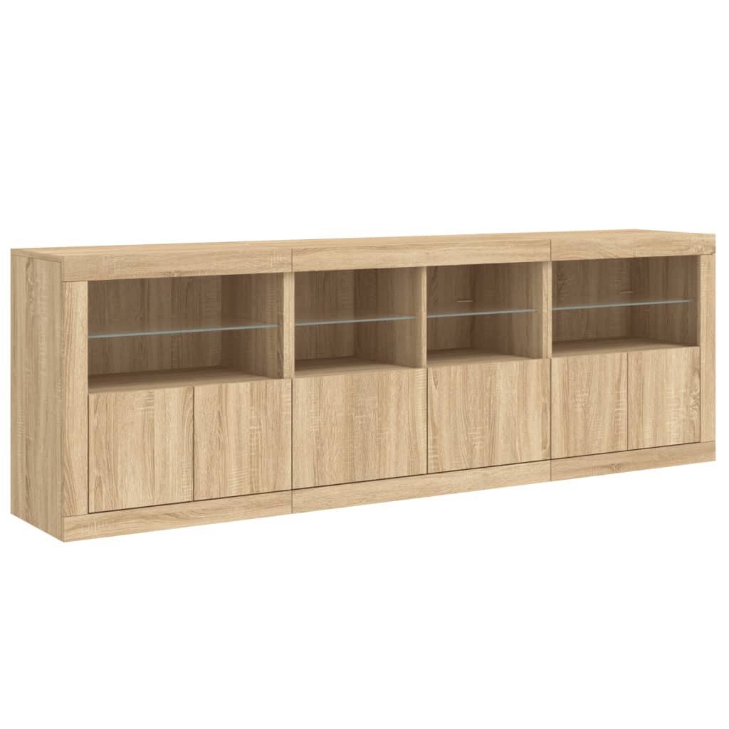 vidaXL Szafka z oświetleniem LED, dąb sonoma, 202x37x67 cm