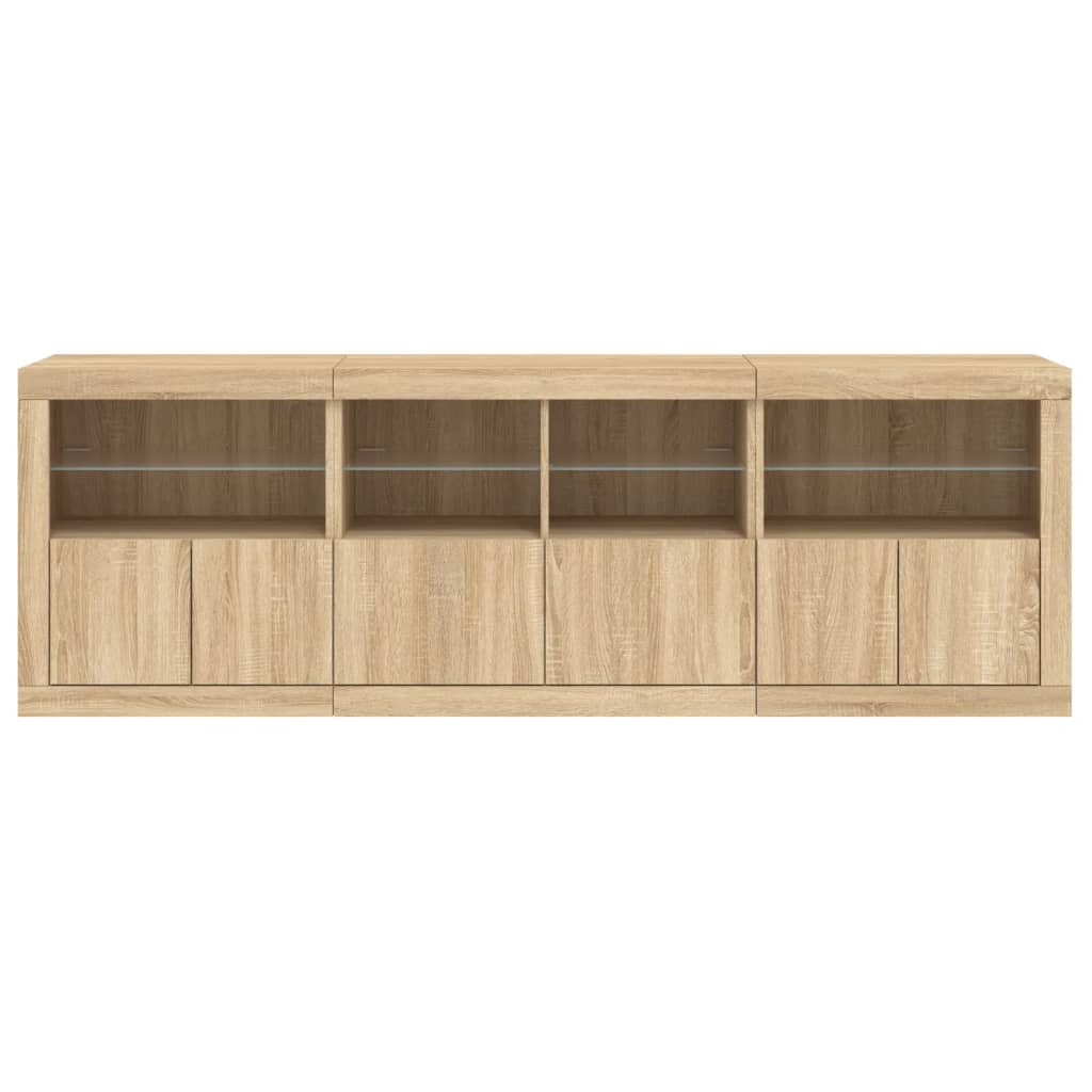 vidaXL Szafka z oświetleniem LED, dąb sonoma, 202x37x67 cm