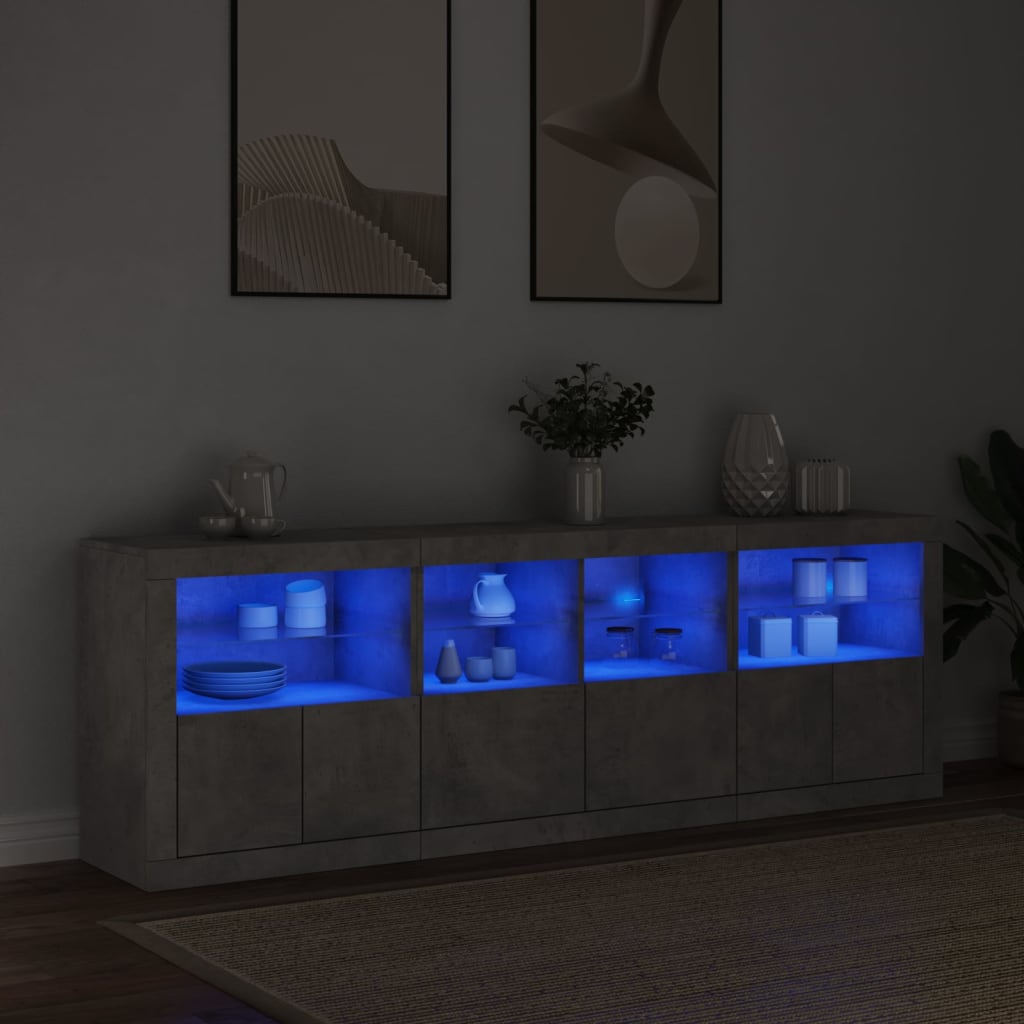 vidaXL Szafka z oświetleniem LED, szarość betonu, 202x37x67 cm