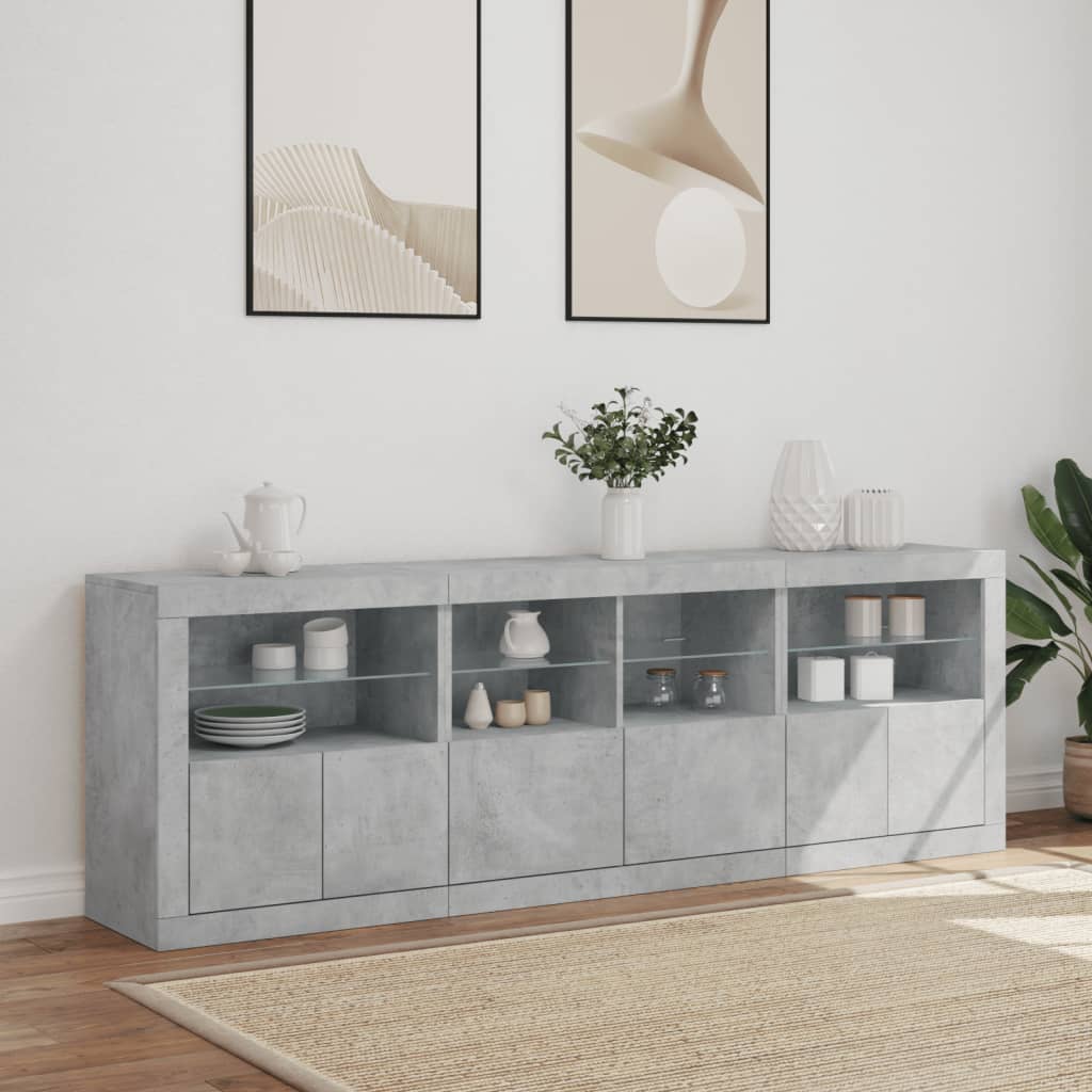 vidaXL Szafka z oświetleniem LED, szarość betonu, 202x37x67 cm