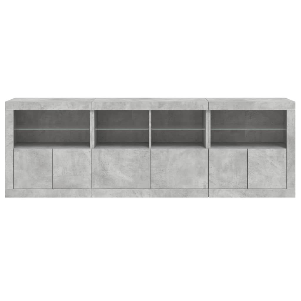 vidaXL Szafka z oświetleniem LED, szarość betonu, 202x37x67 cm