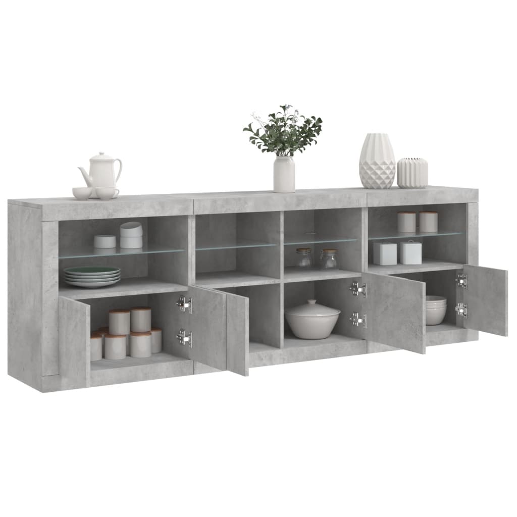 vidaXL Szafka z oświetleniem LED, szarość betonu, 202x37x67 cm