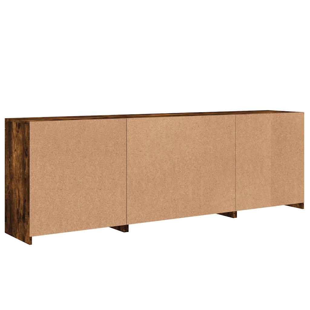 vidaXL Szafka z oświetleniem LED, przydymiony dąb, 202x37x67 cm