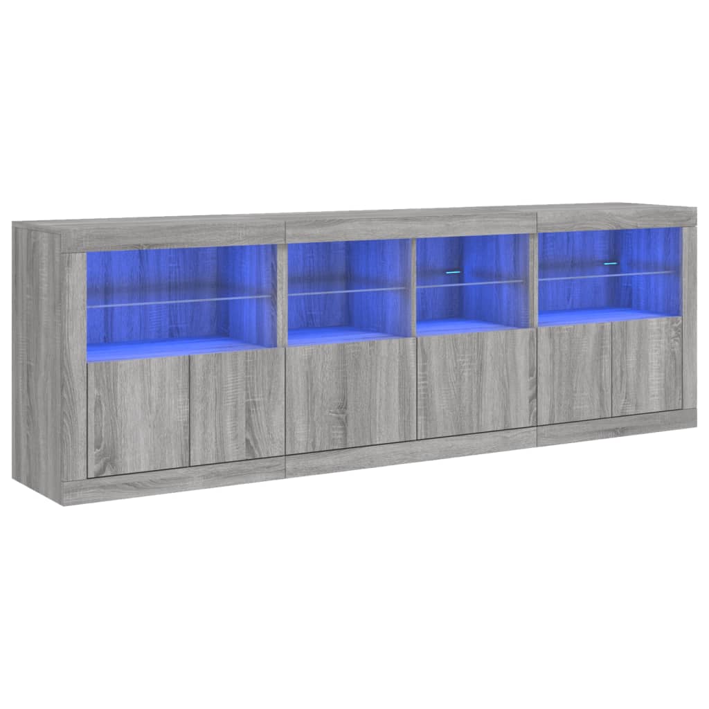 vidaXL Szafka z oświetleniem LED, szary dąb sonoma, 202x37x67 cm