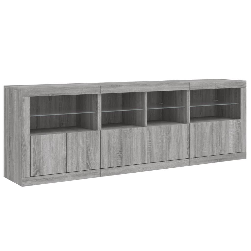 vidaXL Szafka z oświetleniem LED, szary dąb sonoma, 202x37x67 cm