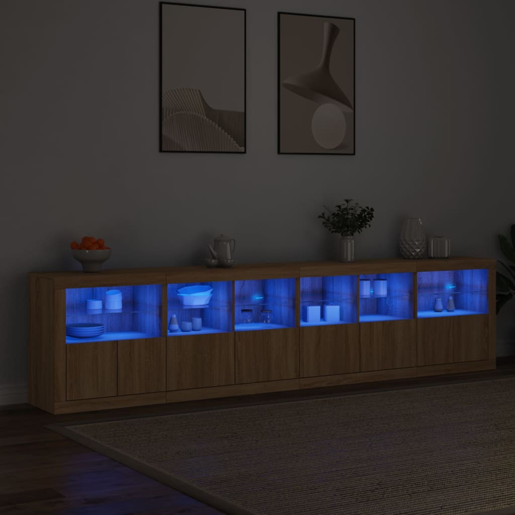 vidaXL Szafka z oświetleniem LED, dąb sonoma, 283x37x67 cm