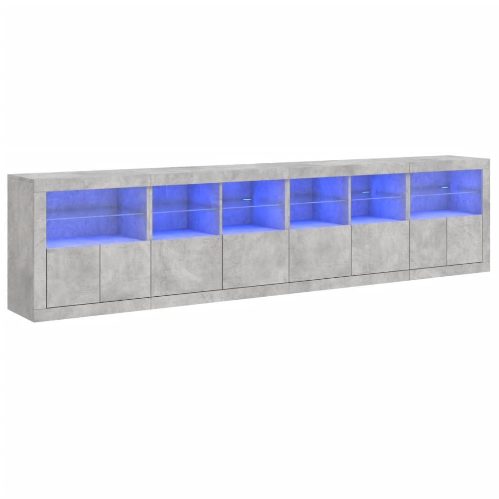 vidaXL Szafka z oświetleniem LED, szarość betonu, 283x37x67 cm