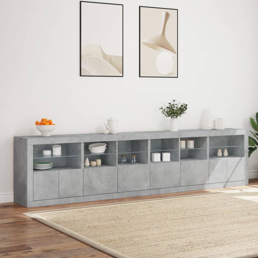 vidaXL Szafka z oświetleniem LED, szarość betonu, 283x37x67 cm