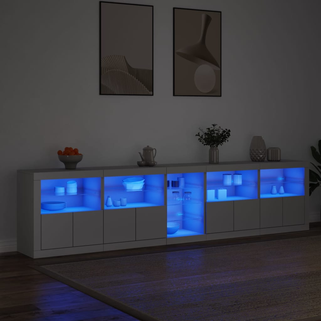 vidaXL Szafka z oświetleniem LED, biała, 283x37x67 cm
