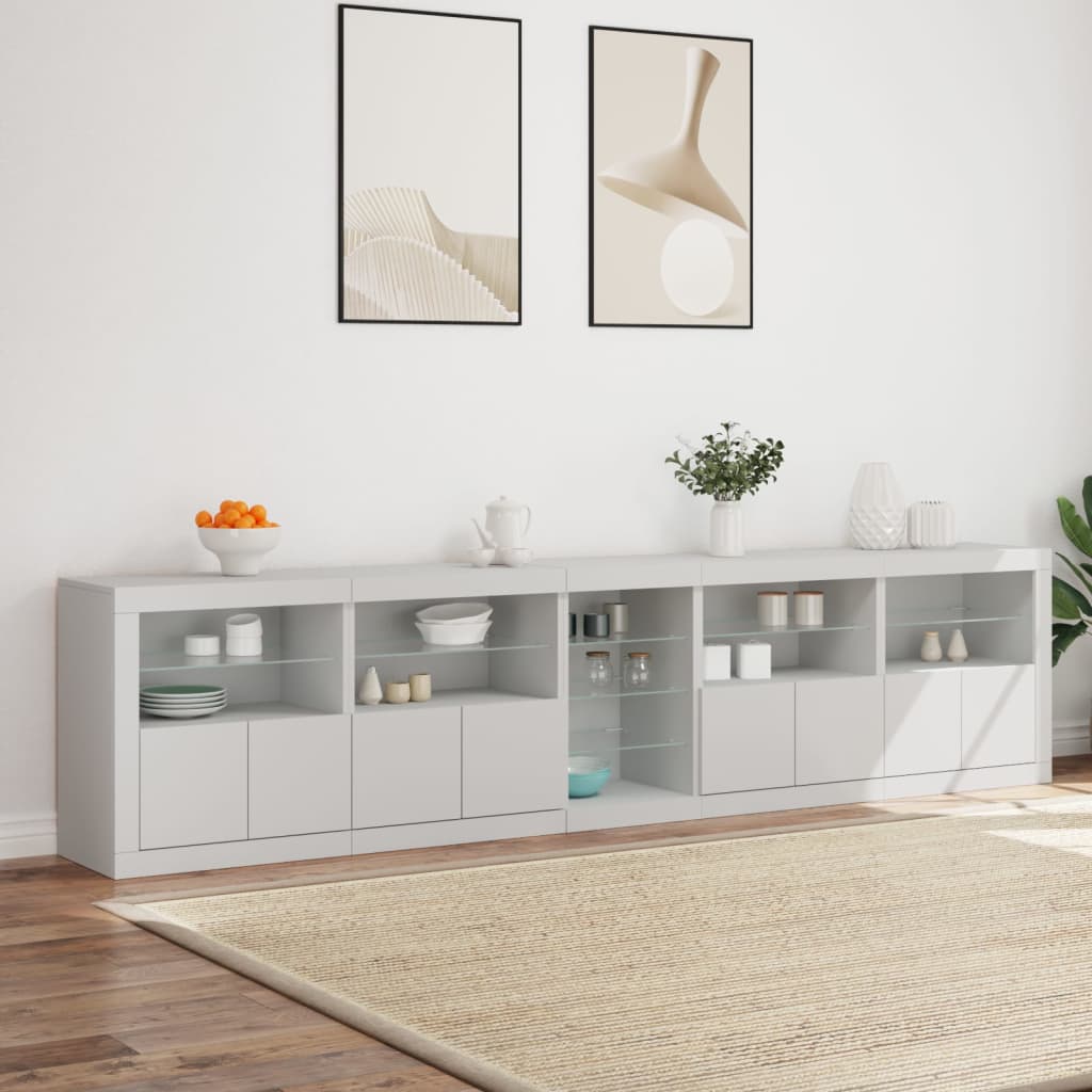 vidaXL Szafka z oświetleniem LED, biała, 283x37x67 cm