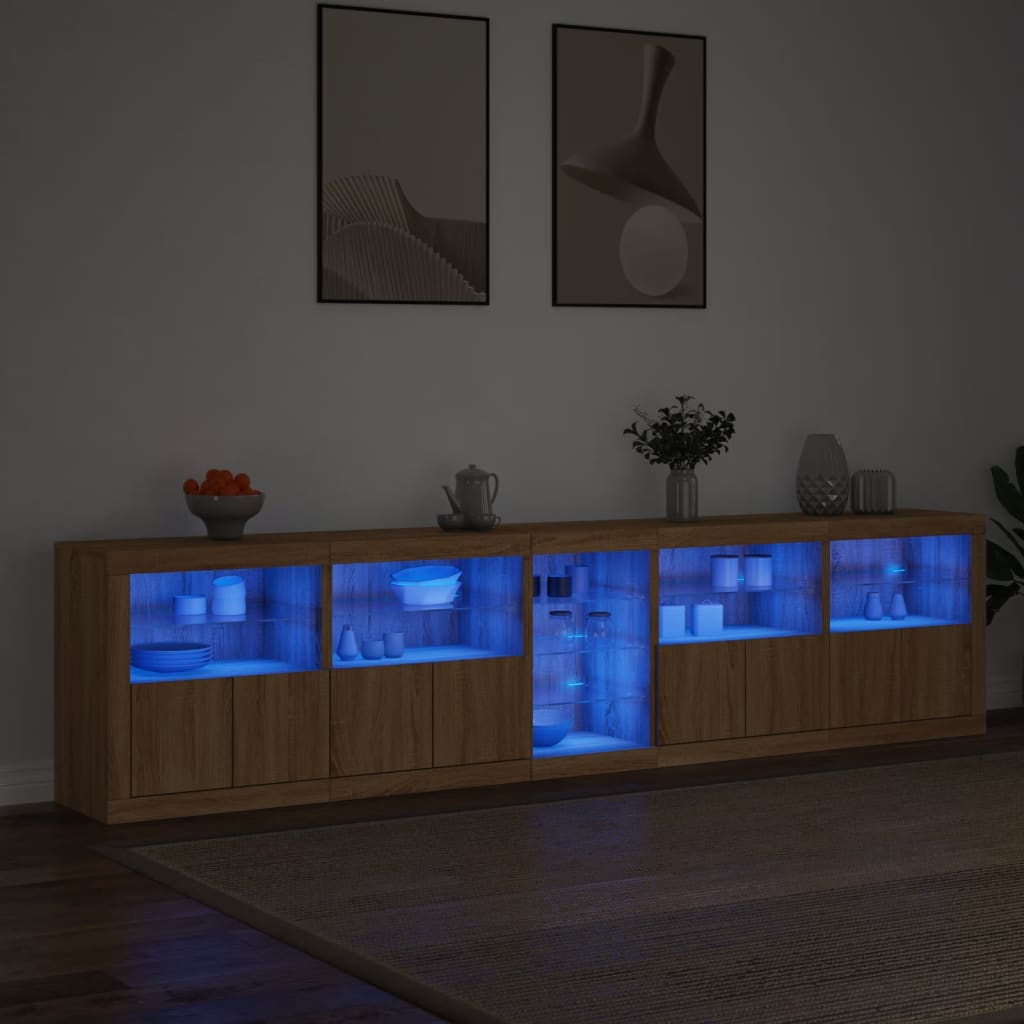 vidaXL Szafka z oświetleniem LED, dąb sonoma, 283x37x67 cm